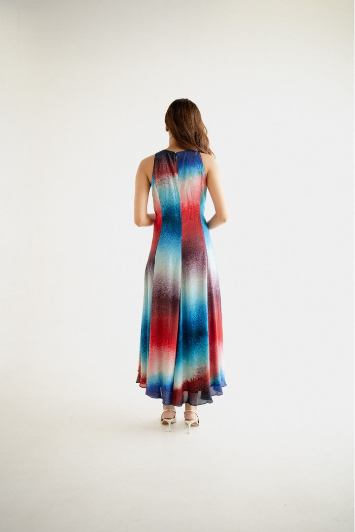 Sleeveless 8 Kali Dress with Embroidery and Print Dark Shade