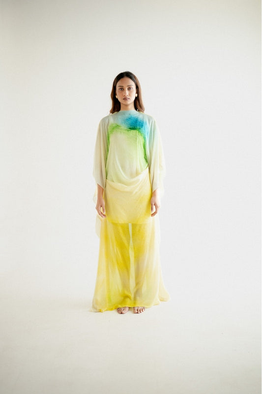 Chiffon  Shirt with Embroidered Pants Yellow Shade