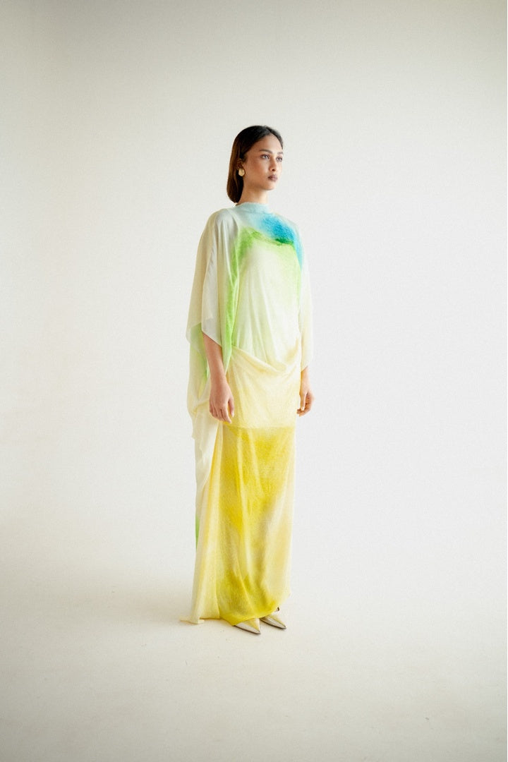 Chiffon  Shirt with Embroidered Pants Yellow Shade