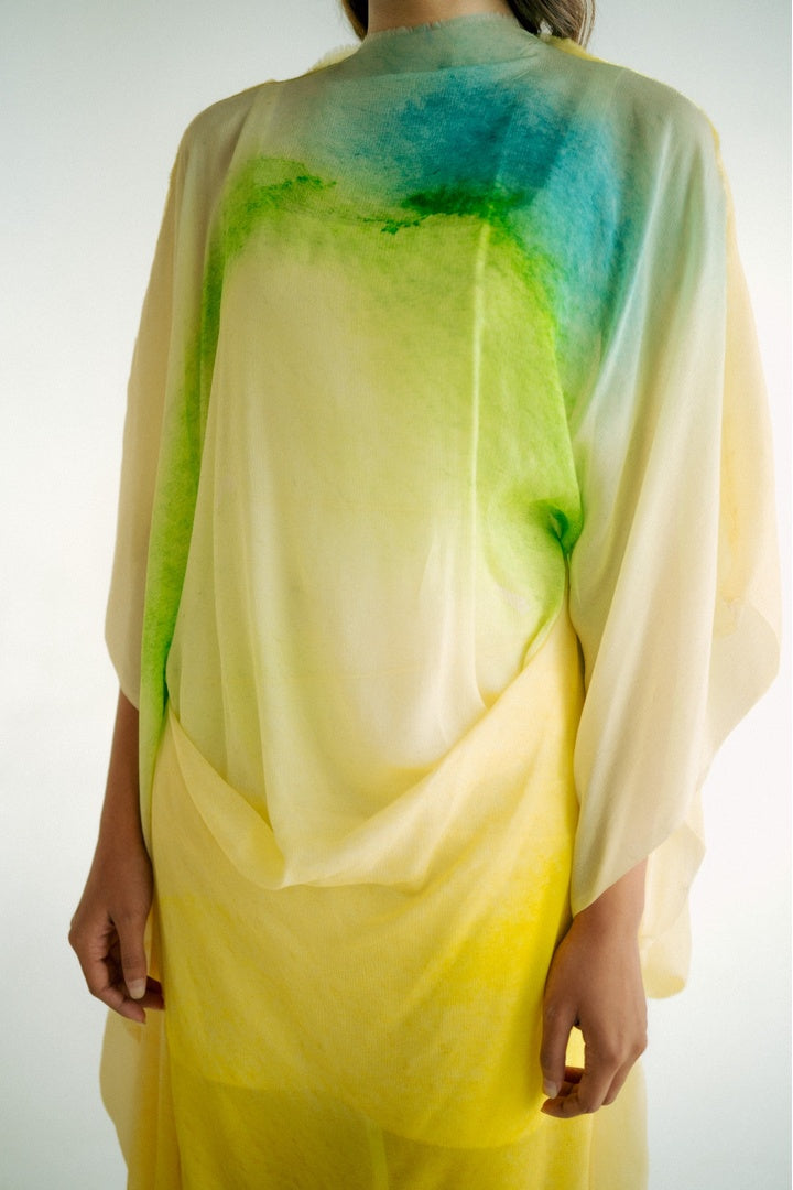 Chiffon  Shirt with Embroidered Pants Yellow Shade