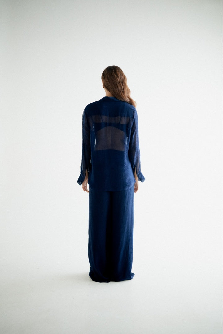 Chiffon  Shirt with Embroidered  Pants