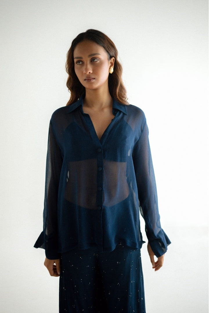 Chiffon  Shirt with Embroidered  Pants