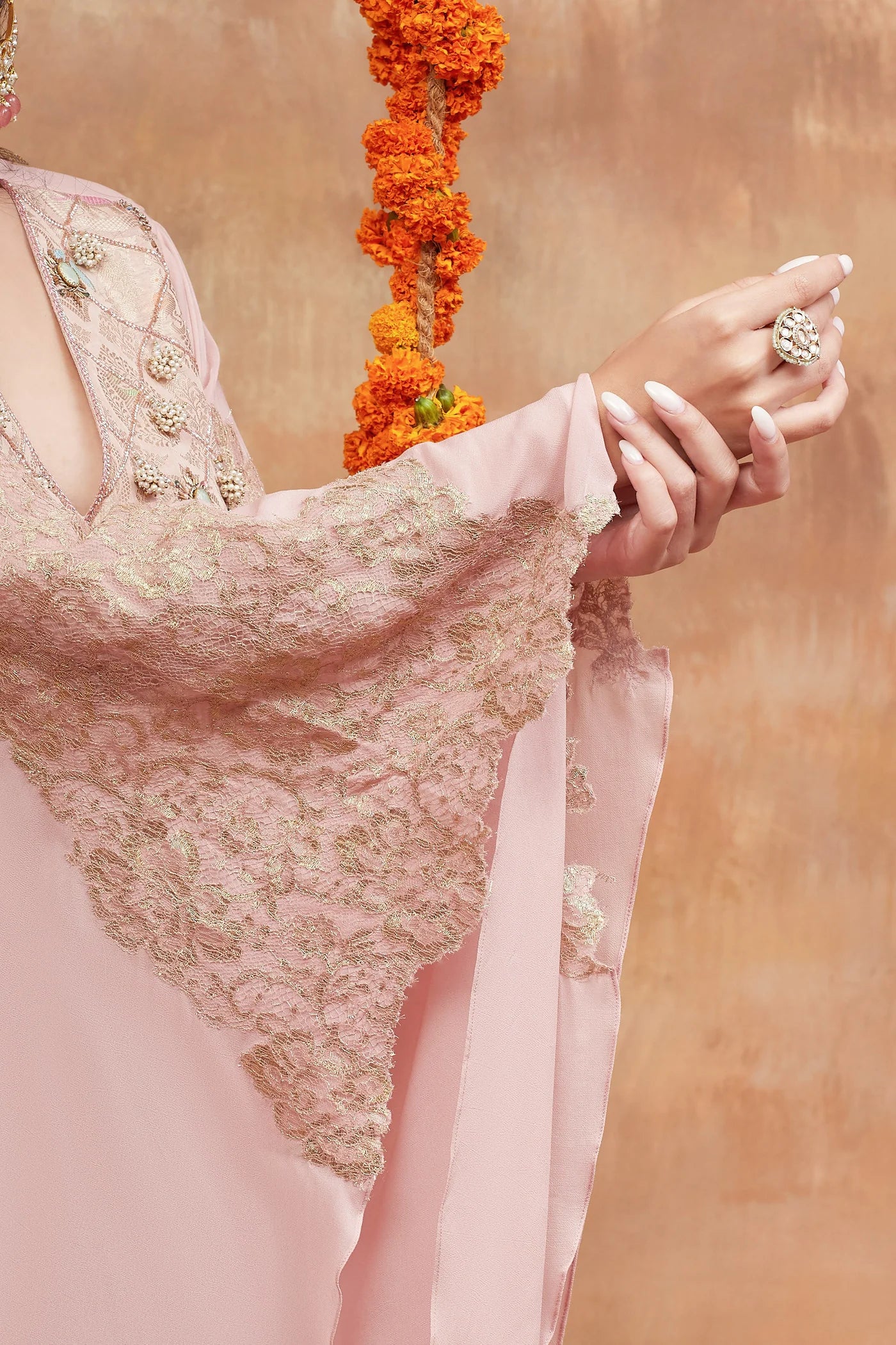 Kashi Gulab Hand Embroidered Banarasi Sharara Set