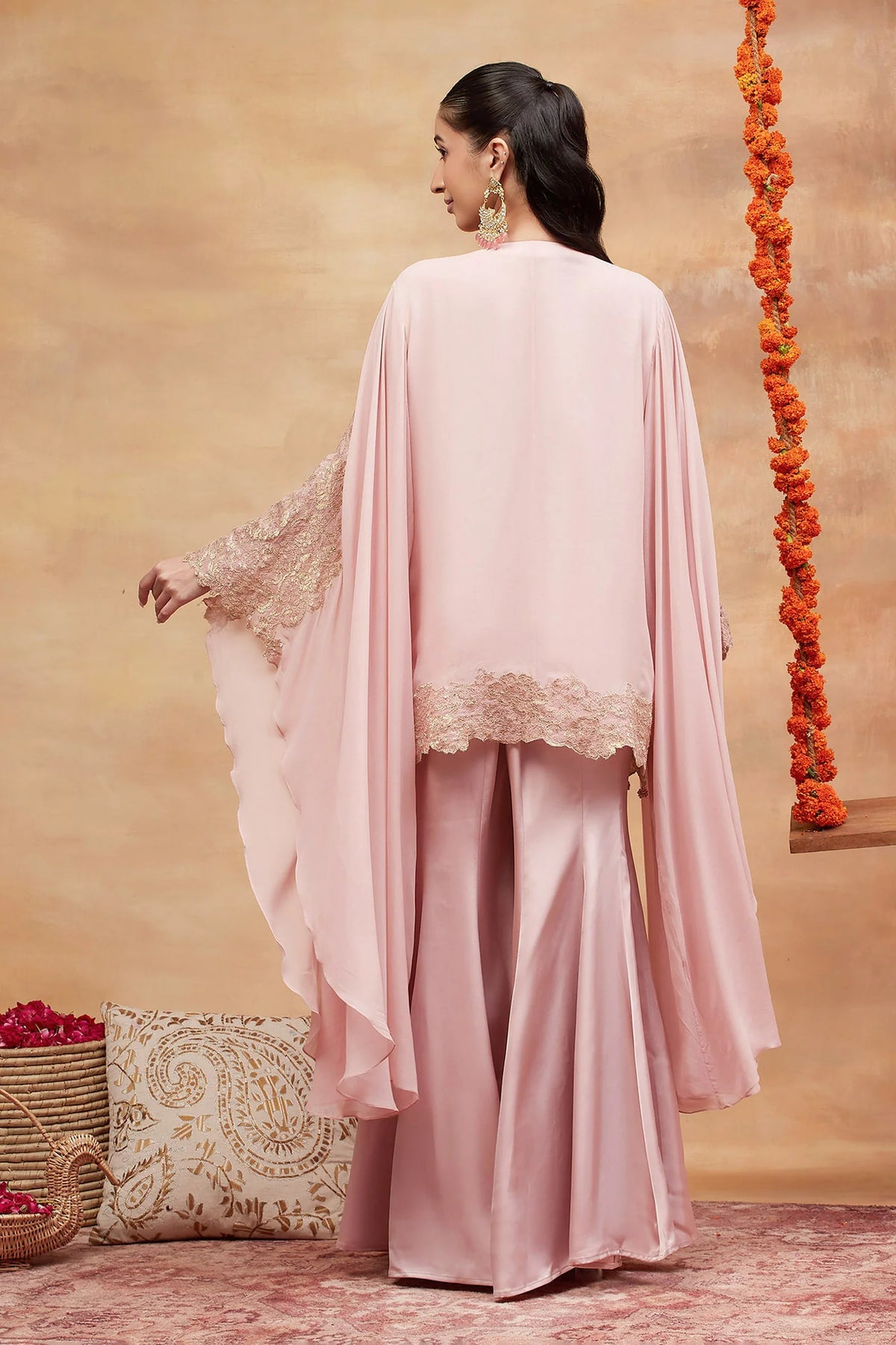 Kashi Gulab Hand Embroidered Banarasi Sharara Set