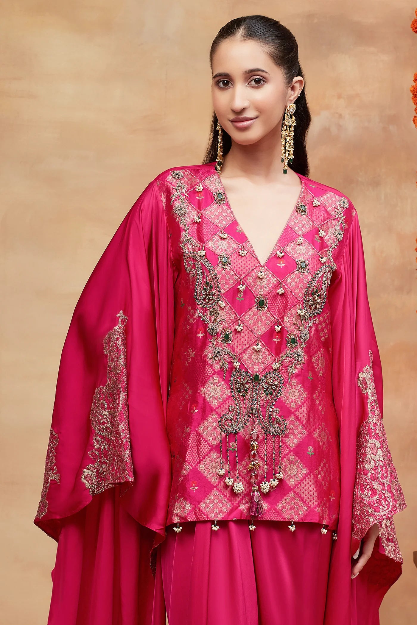 Kashi Gulnaar Hand Embroidered Banarasi Skirt Set