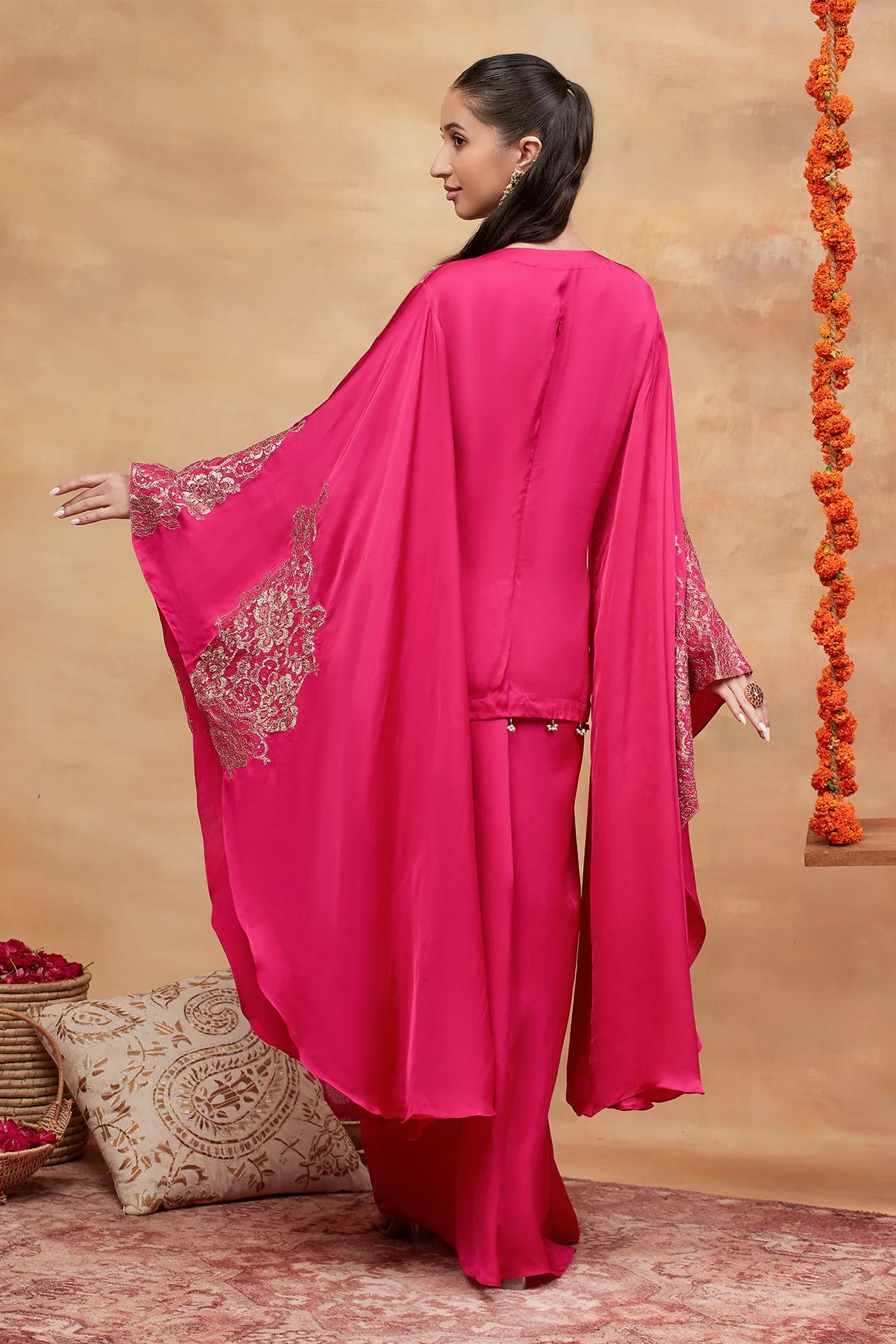 Kashi Gulnaar Hand Embroidered Banarasi Skirt Set