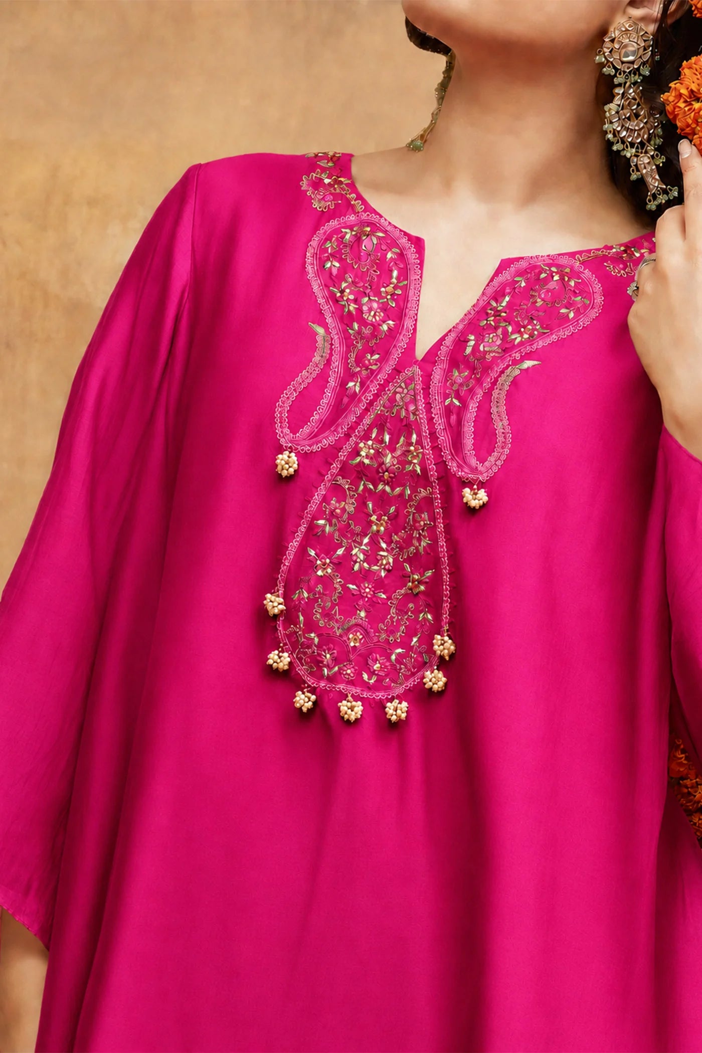 Kedar Gulab Hand Embroidered Banarasi Farshi Set