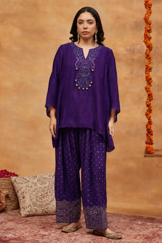 Kedar Jamuni Hand Embroidered Banarasi Farshi Set