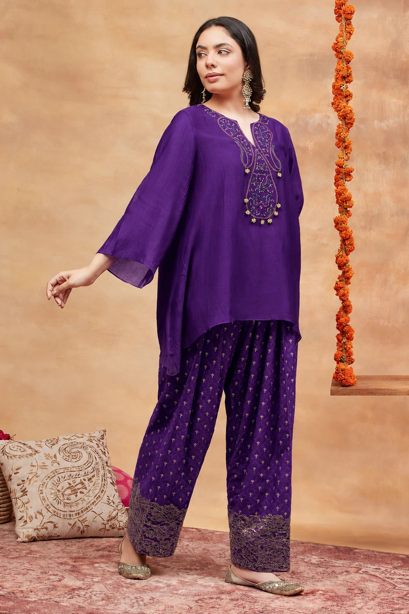 Kedar Jamuni Hand Embroidered Banarasi Farshi Set