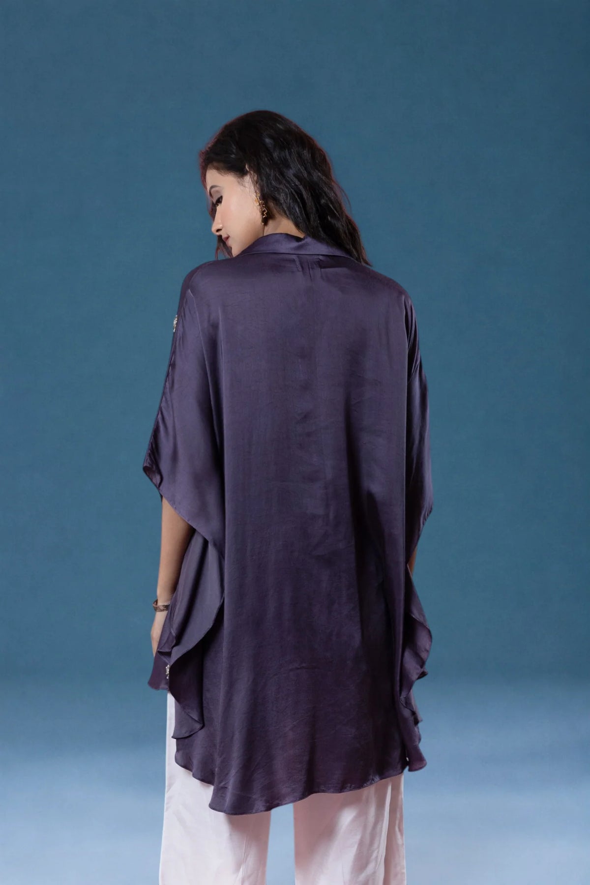 Bemberg Satin Flowy Embroidered Shirt