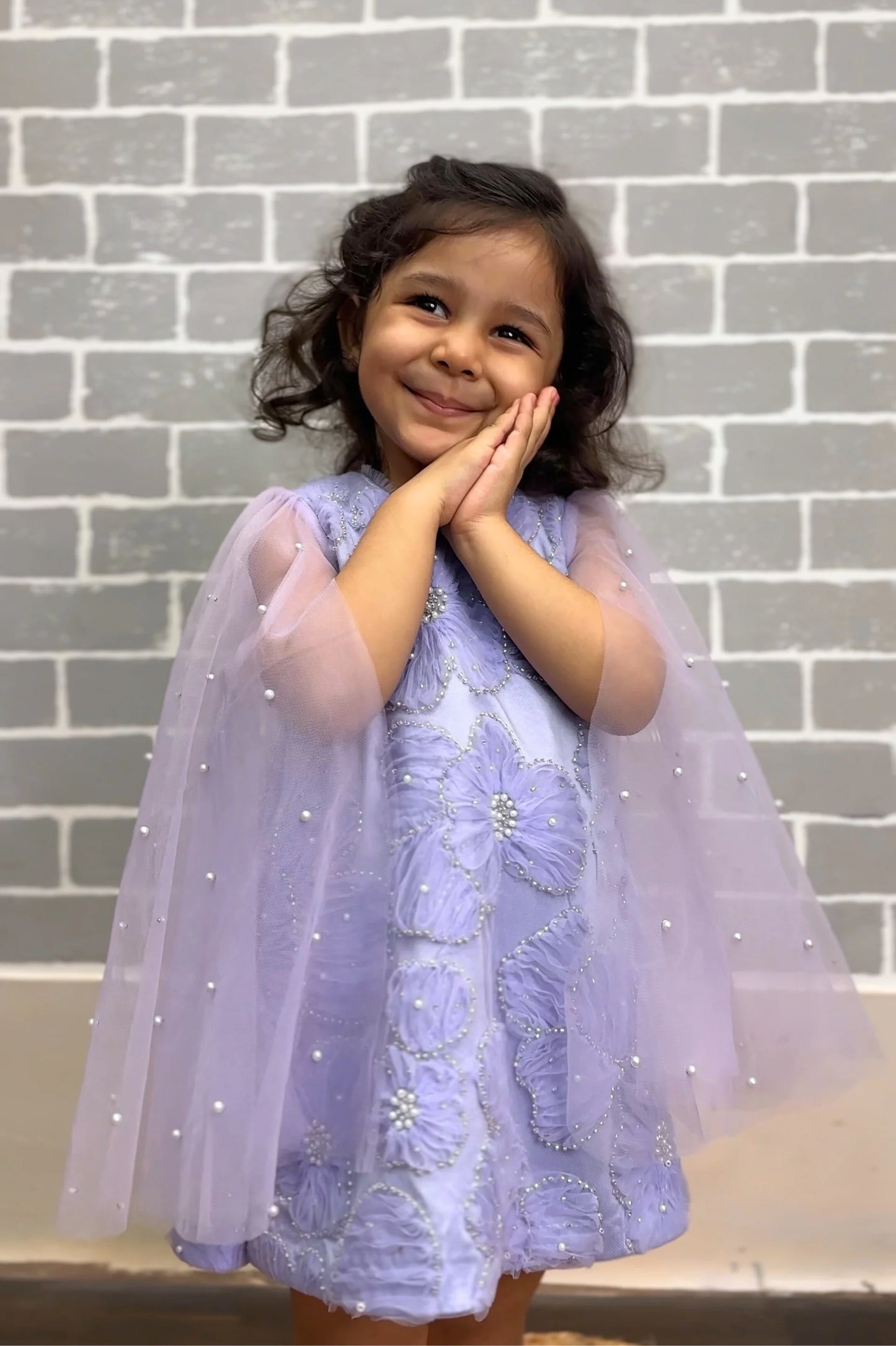 Lilac Flower Cape Dress