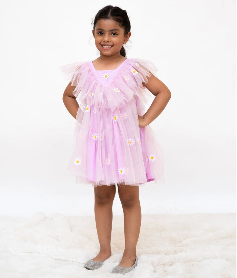 Lilac Petal Net Dress