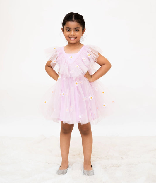 Lilac Petal Net Dress