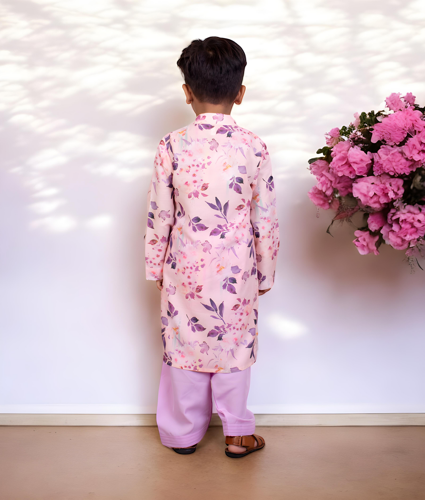 Lilac Printed Kurta with Salwar for Boys