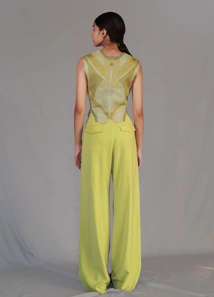 Lime pleated pants