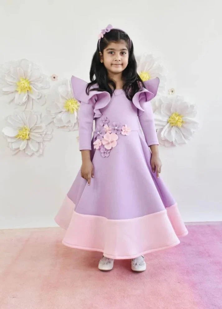 Lycra Dress with Flowers for Girls