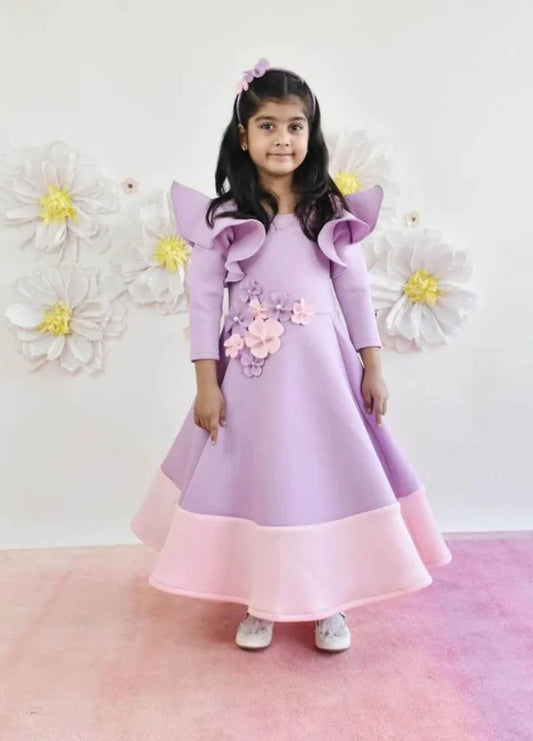 Lycra Dress with Flowers for Girls