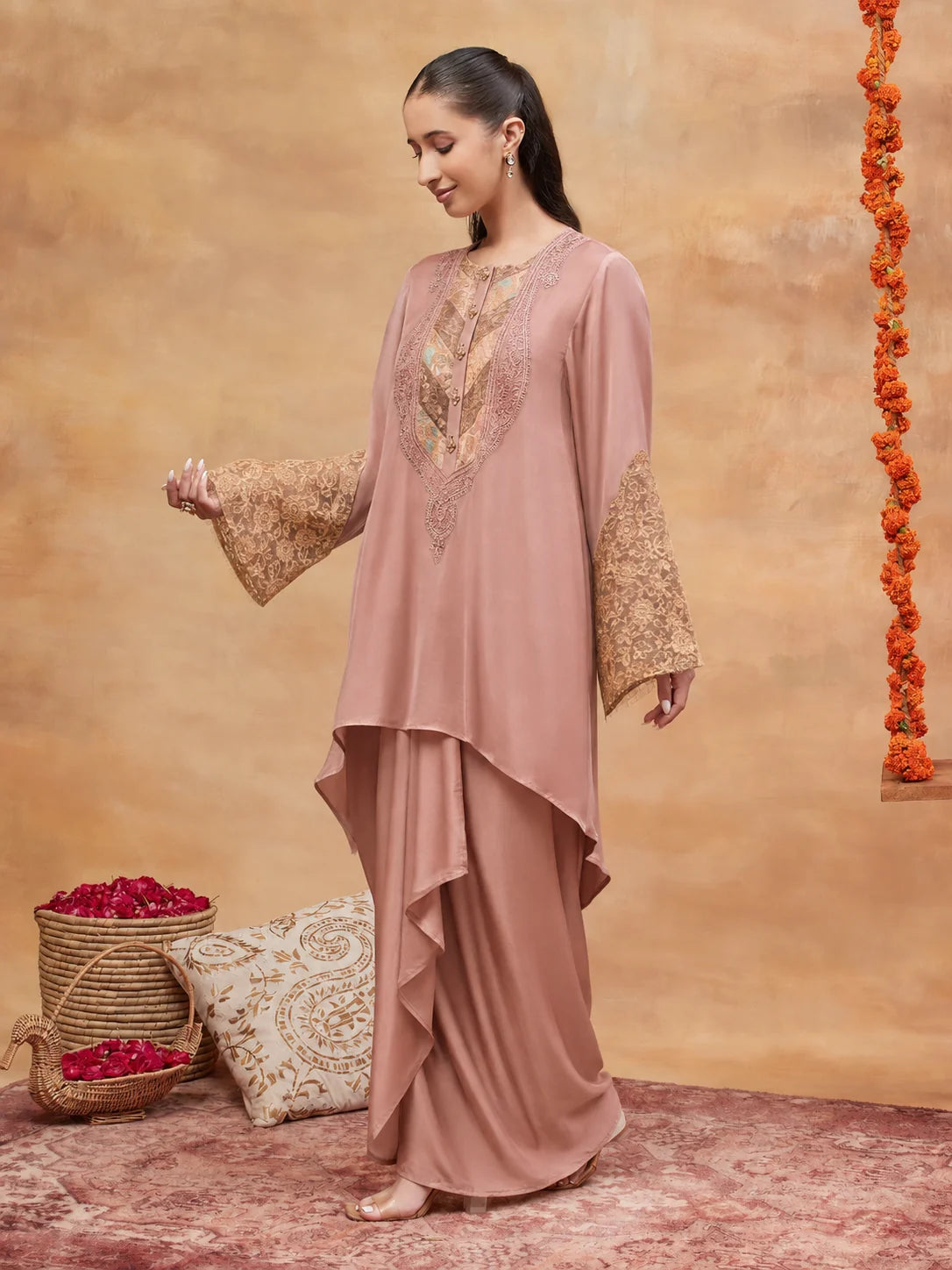Man Mandir Kusum Hand Embroidered Skirt Set