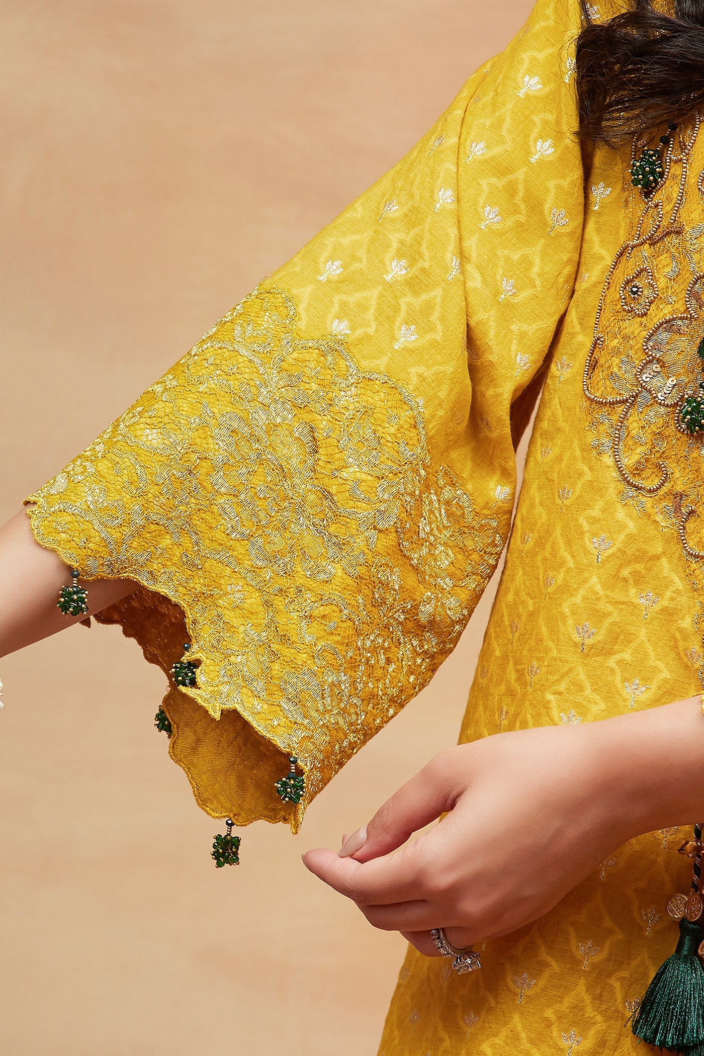 Mansarovar Genda Hand Embroidered Banarasi Flared Pant Set