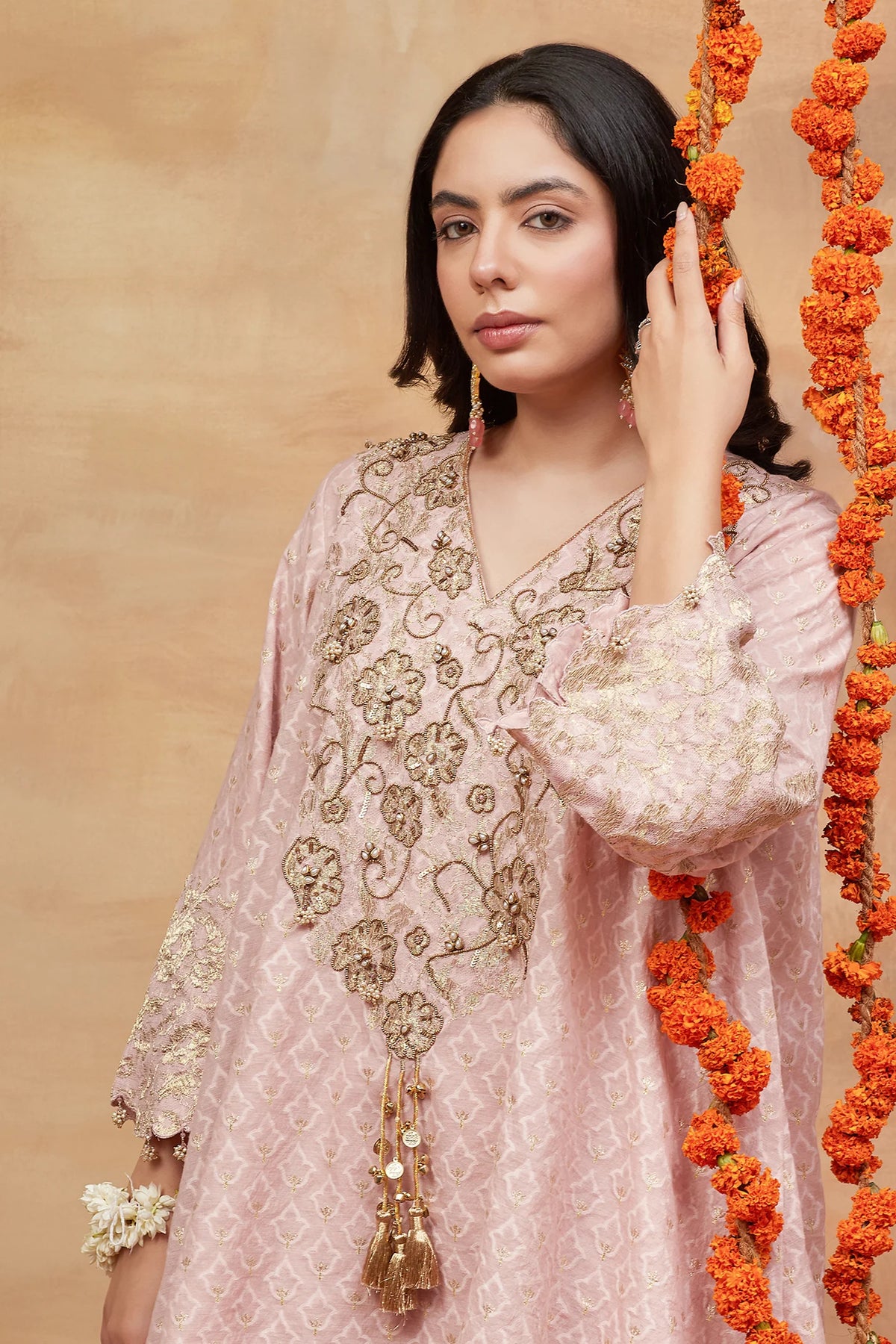Mansarovar Kusum Hand Embroidered Banarasi Flared Pant Set