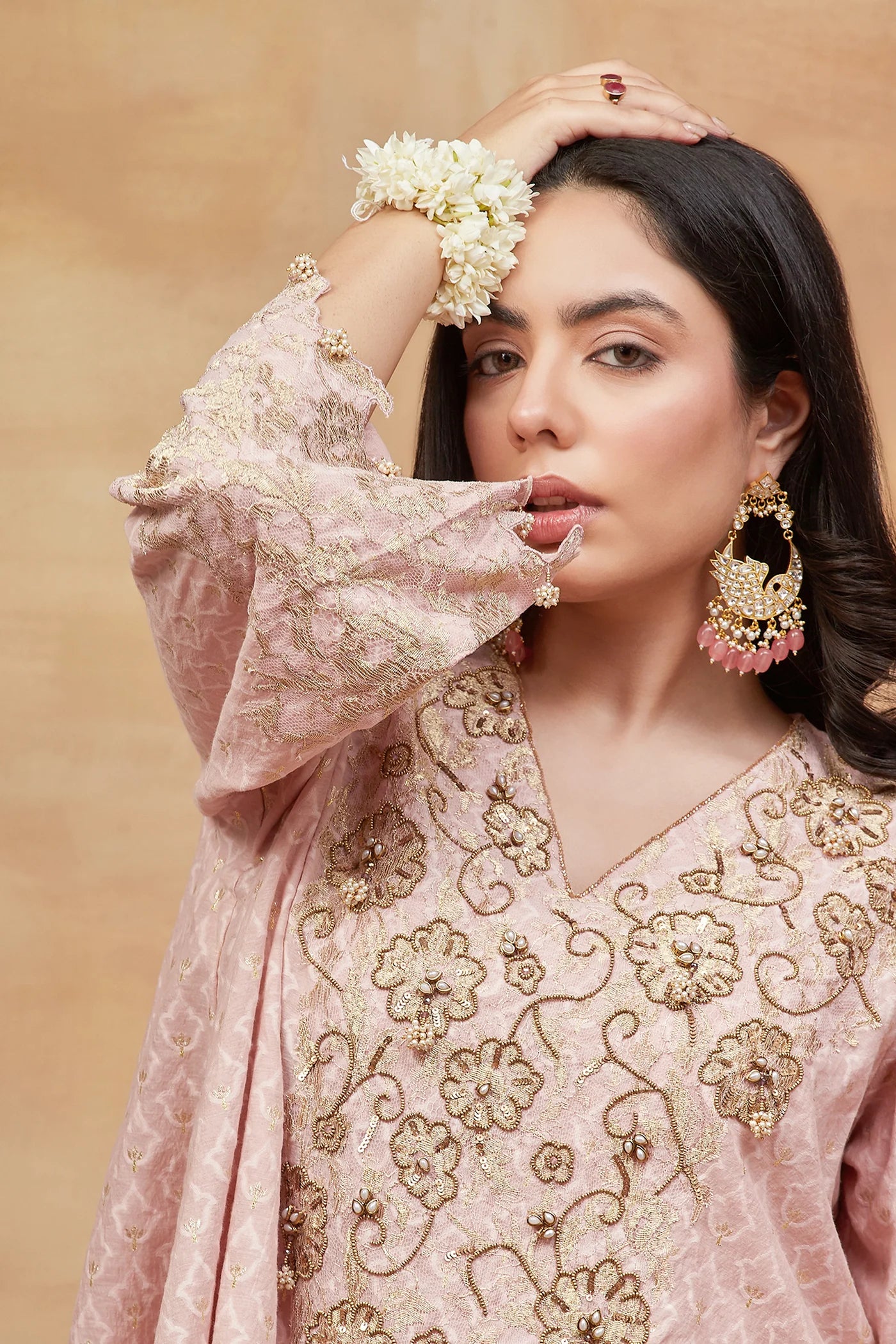 Mansarovar Kusum Hand Embroidered Banarasi Flared Pant Set