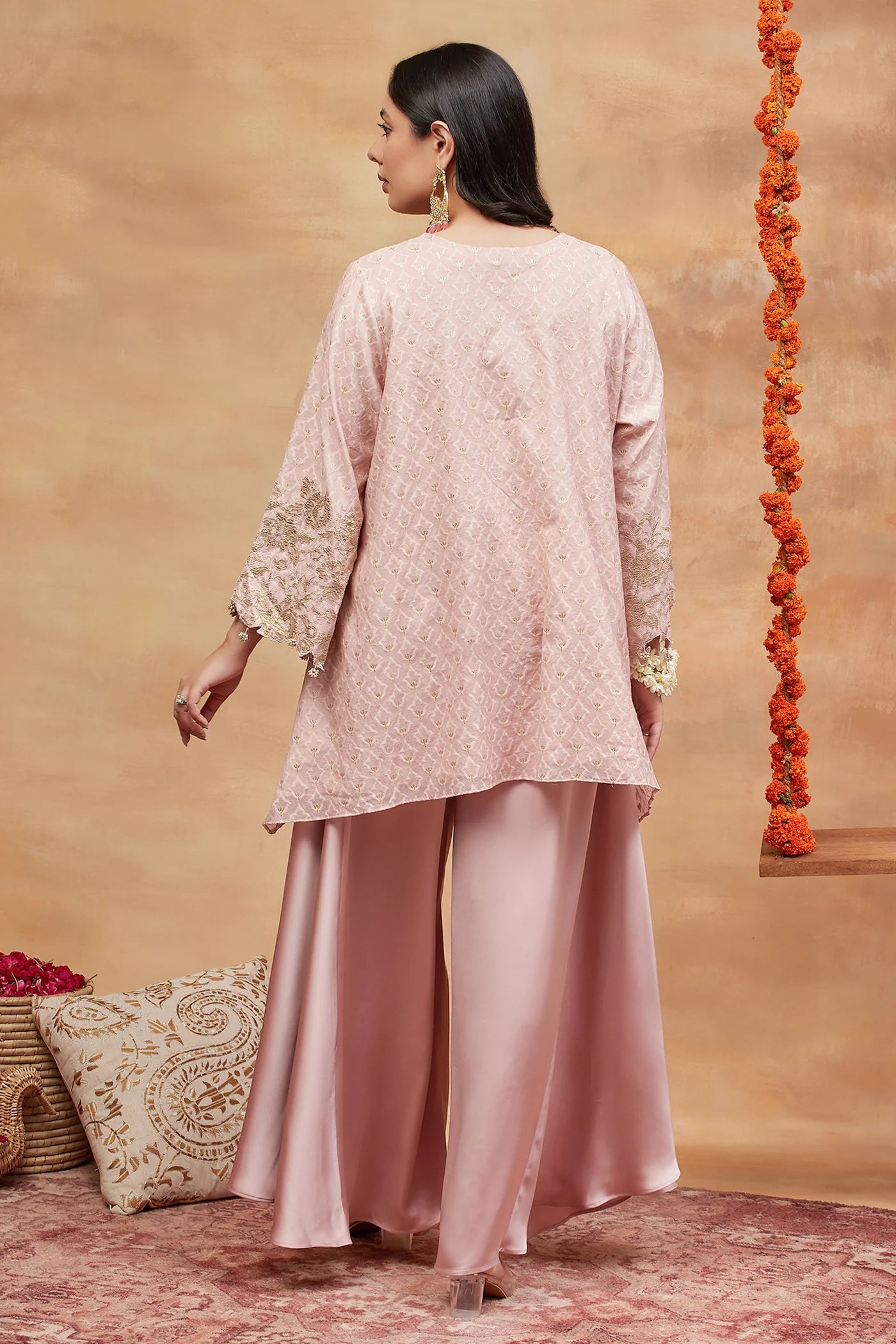 Mansarovar Kusum Hand Embroidered Banarasi Flared Pant Set