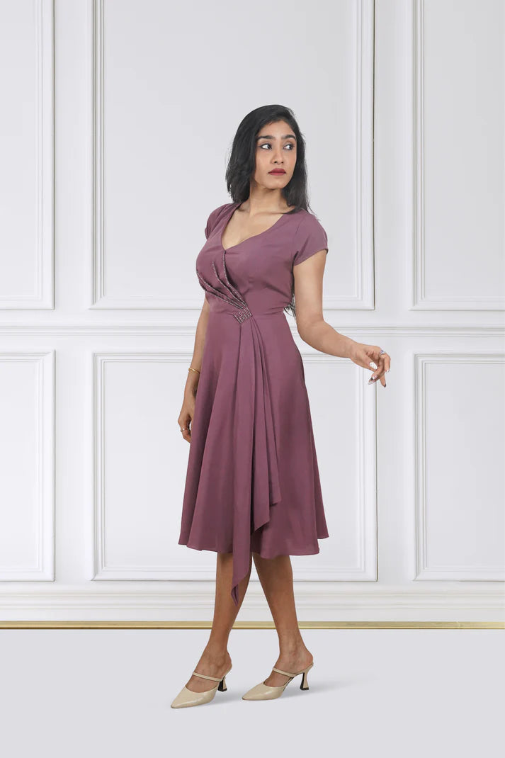 Mulberry Drape Fit-and-Flare Dress