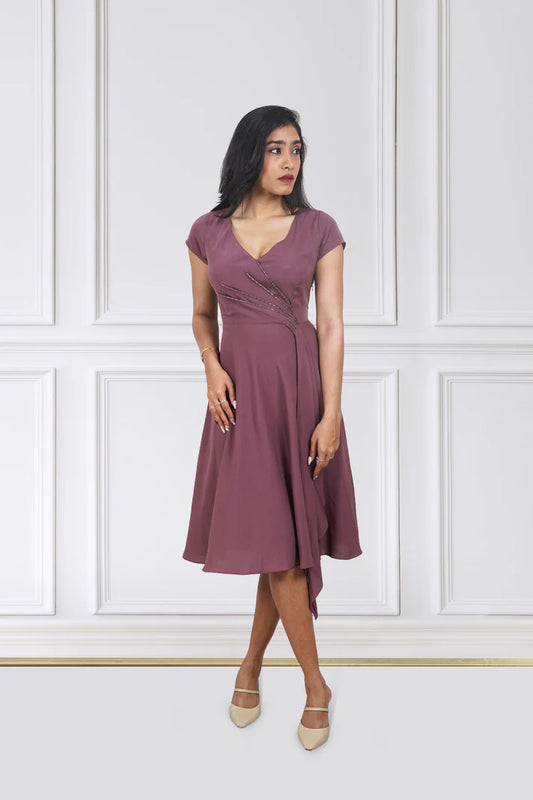 Mulberry Drape Fit-and-Flare Dress