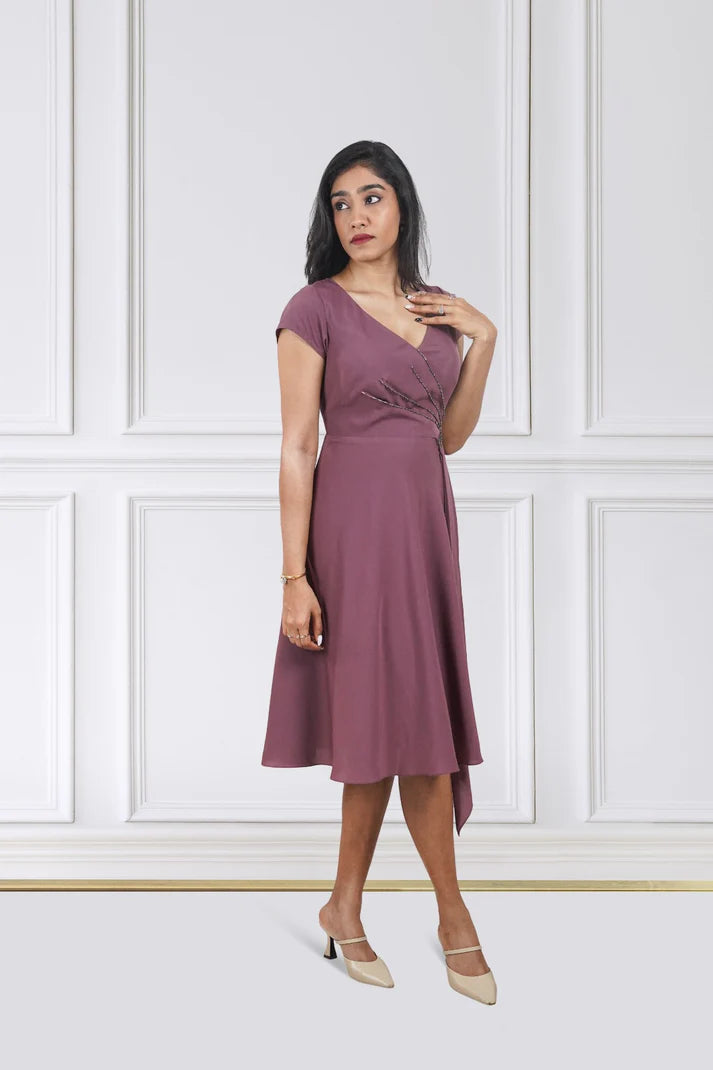 Mulberry Drape Fit-and-Flare Dress