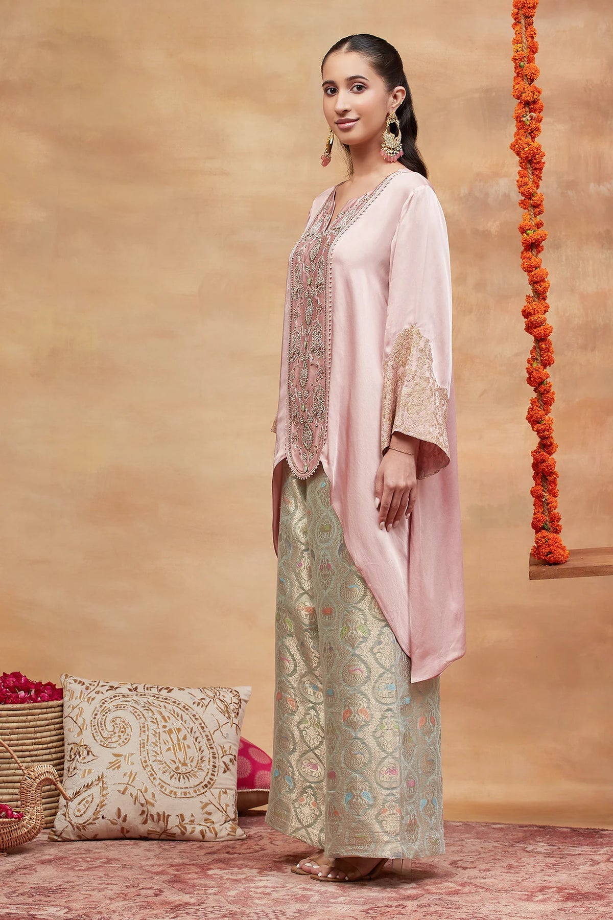 Munshi Gulab Hand Embroidered Banarasi Pant Set