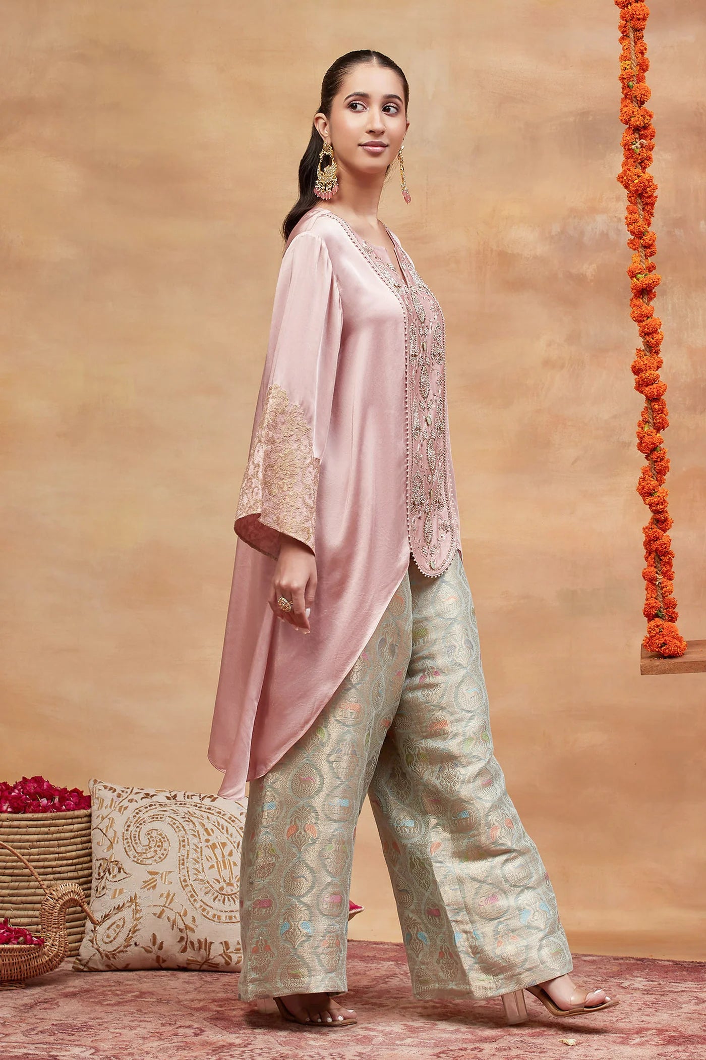 Munshi Gulab Hand Embroidered Banarasi Pant Set