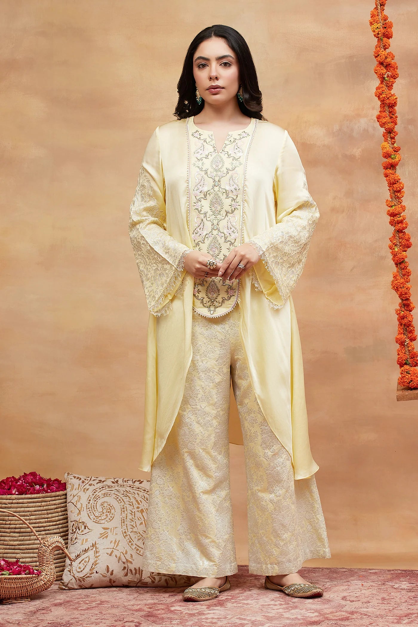 Munshi Hem Hand Embroidered Banarasi Pant Set
