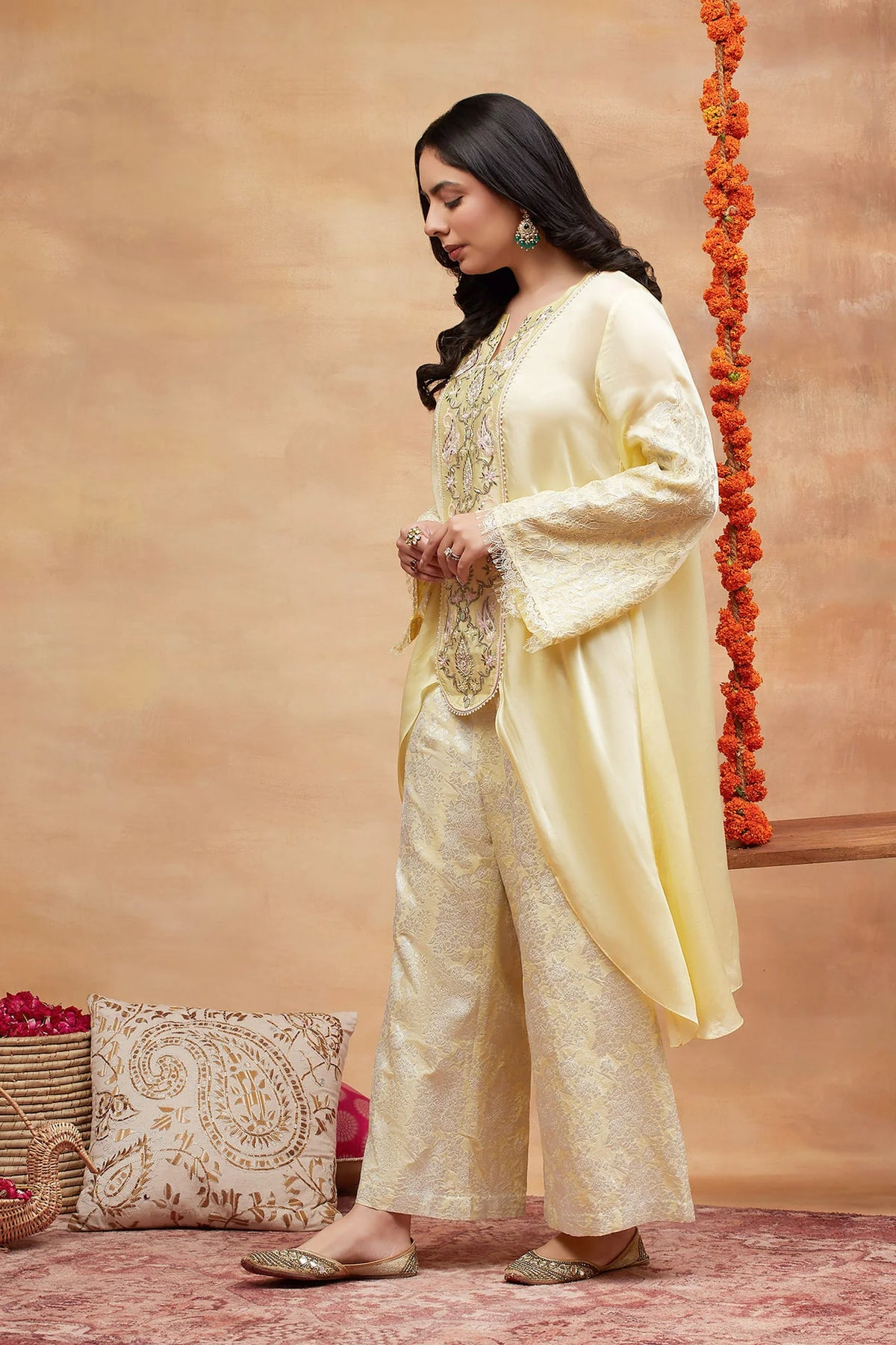 Munshi Kusum Hand Embroidered Banarasi Pant Set