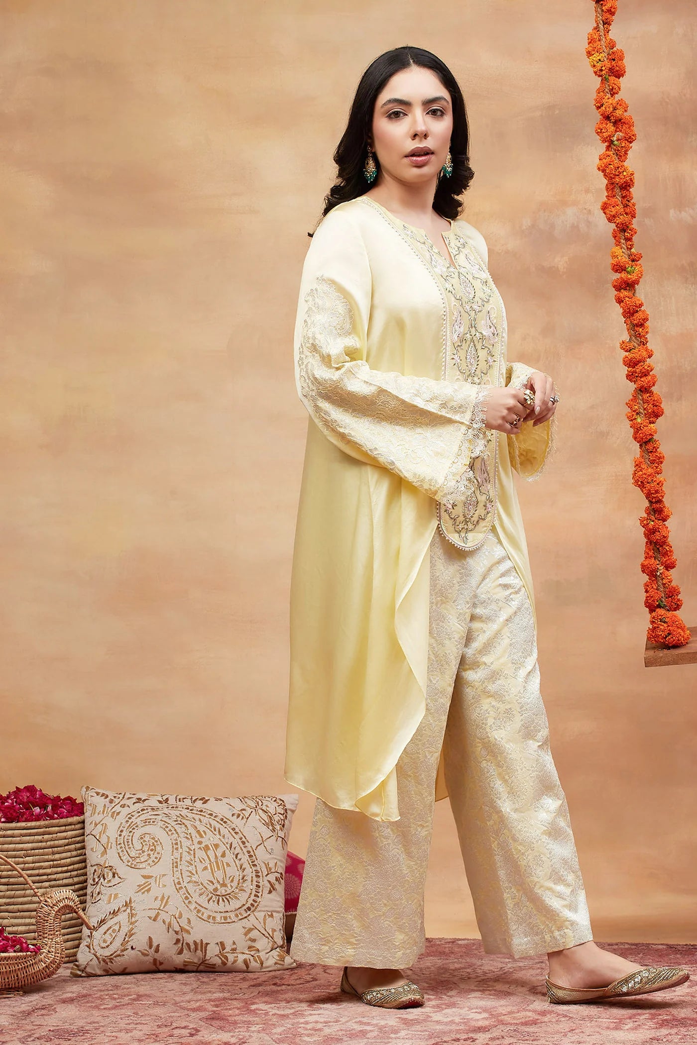 Munshi Kusum Hand Embroidered Banarasi Pant Set