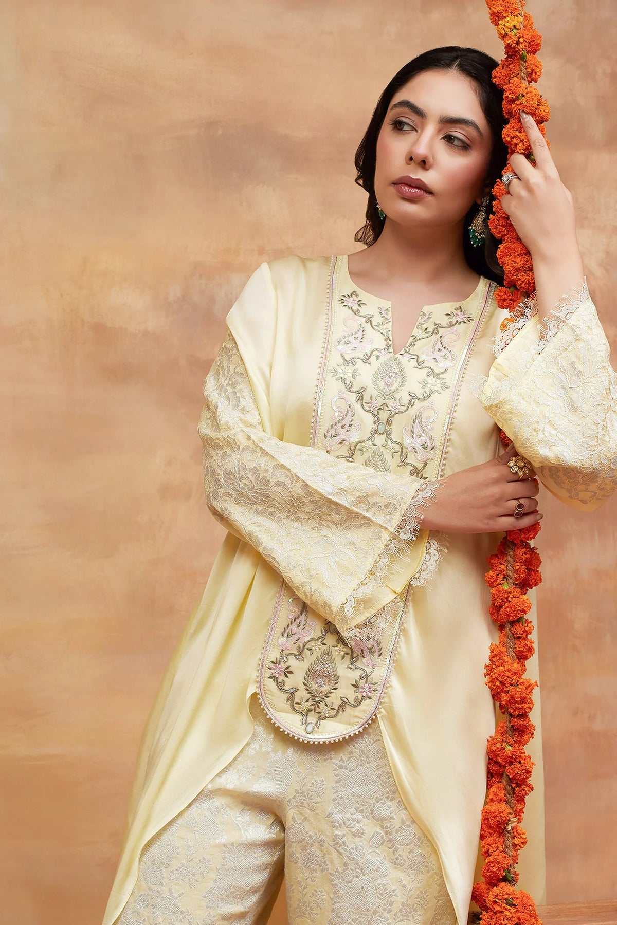 Munshi Kusum Hand Embroidered Banarasi Pant Set