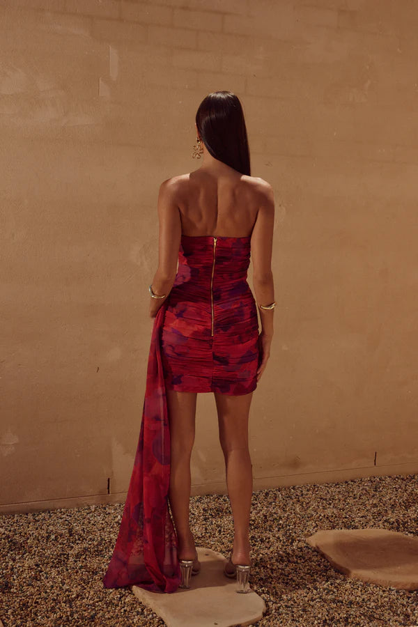 NIGHT LOVER DRESS - SANGRIA PRINT