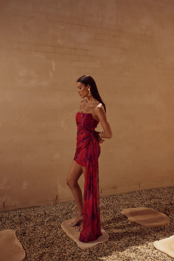 NIGHT LOVER DRESS - SANGRIA PRINT