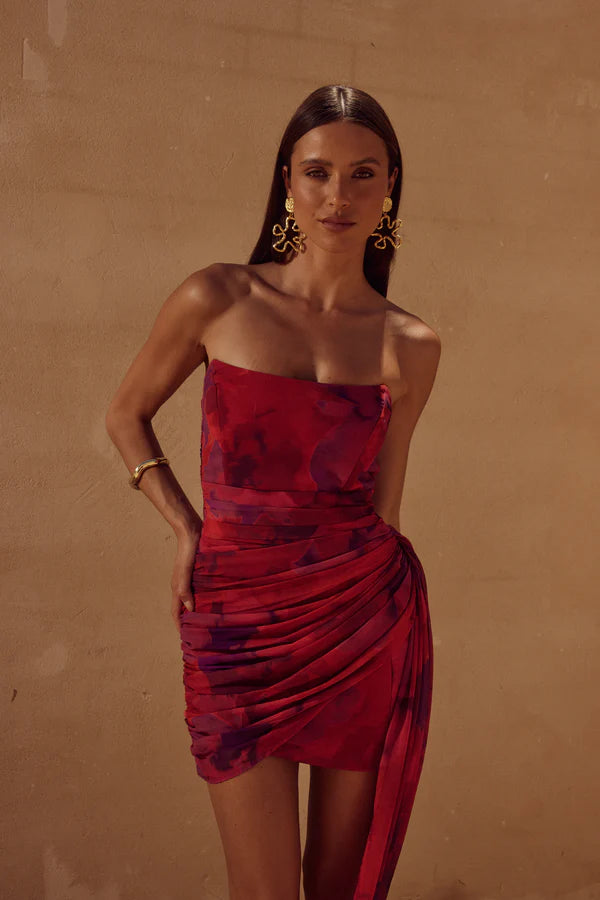 NIGHT LOVER DRESS - SANGRIA PRINT