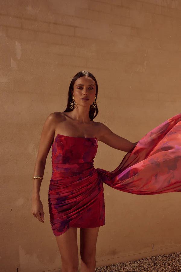 NIGHT LOVER DRESS - SANGRIA PRINT
