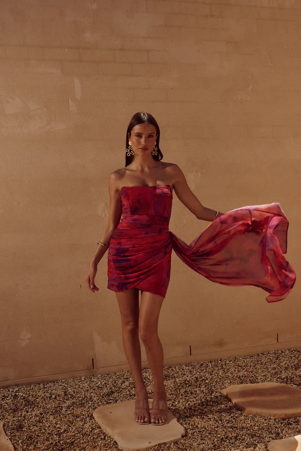 NIGHT LOVER DRESS - SANGRIA PRINT