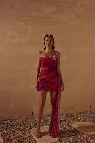 NIGHT LOVER DRESS - SANGRIA PRINT