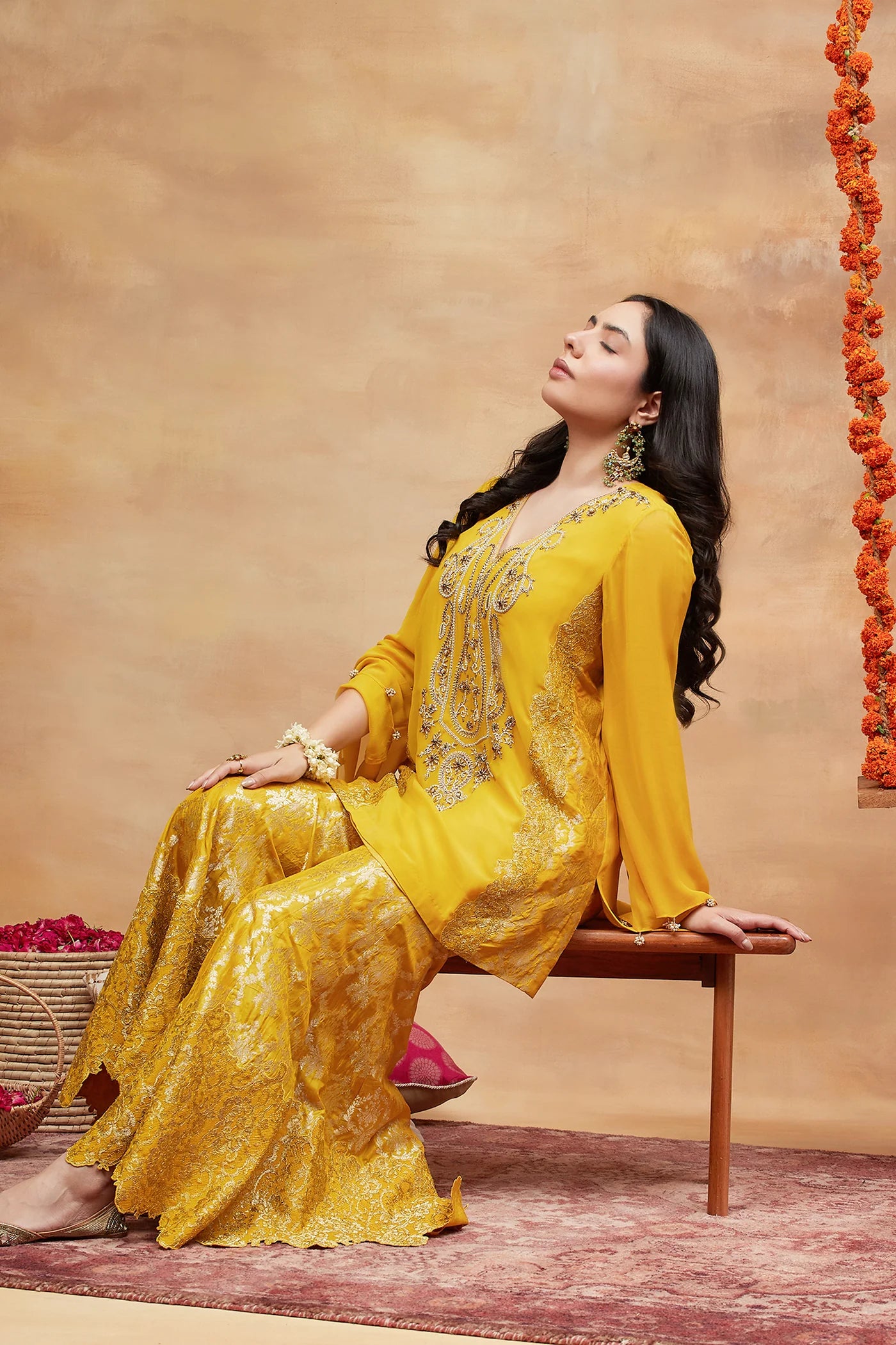 Namo Kanak Hand Embroidered Banarasi Sharara Set