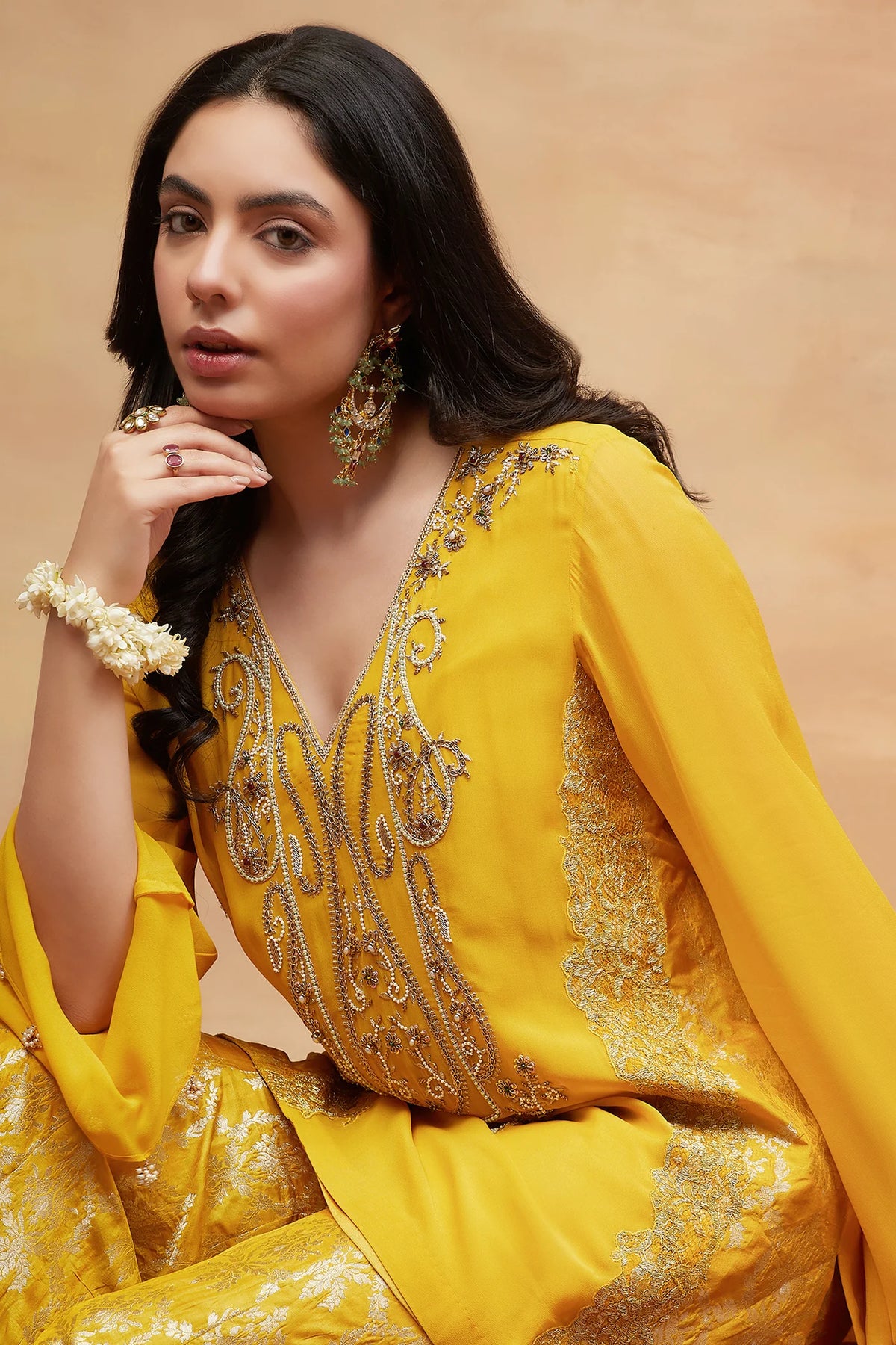 Namo Kanak Hand Embroidered Banarasi Sharara Set