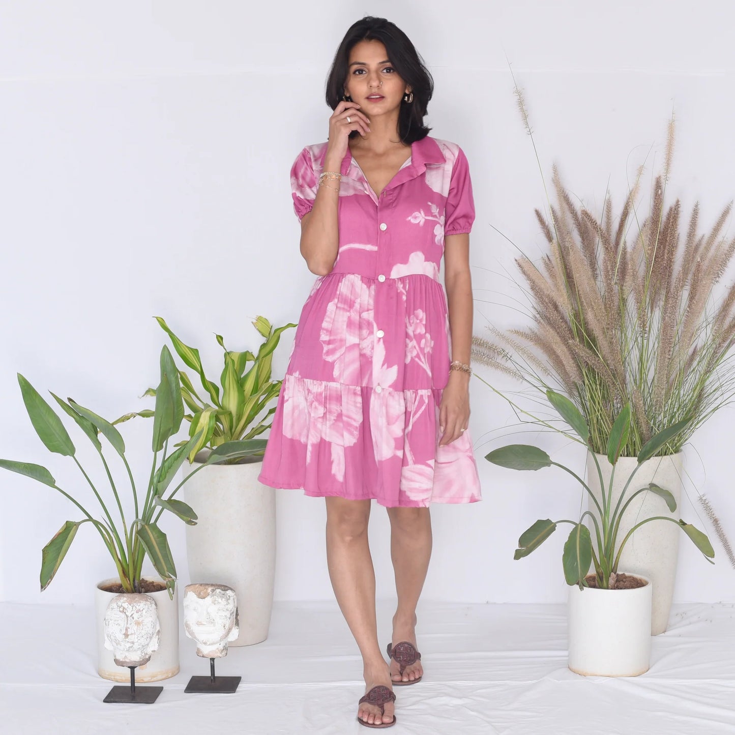 Nina Short Tiered Collared Dress