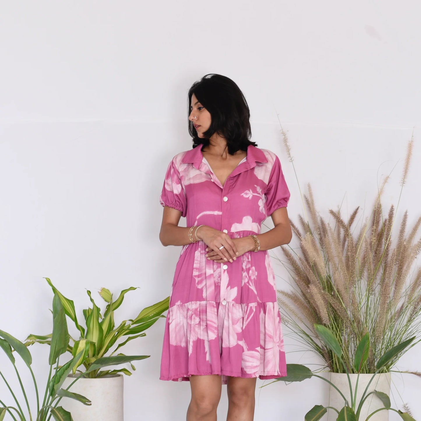 Nina Short Tiered Collared Dress
