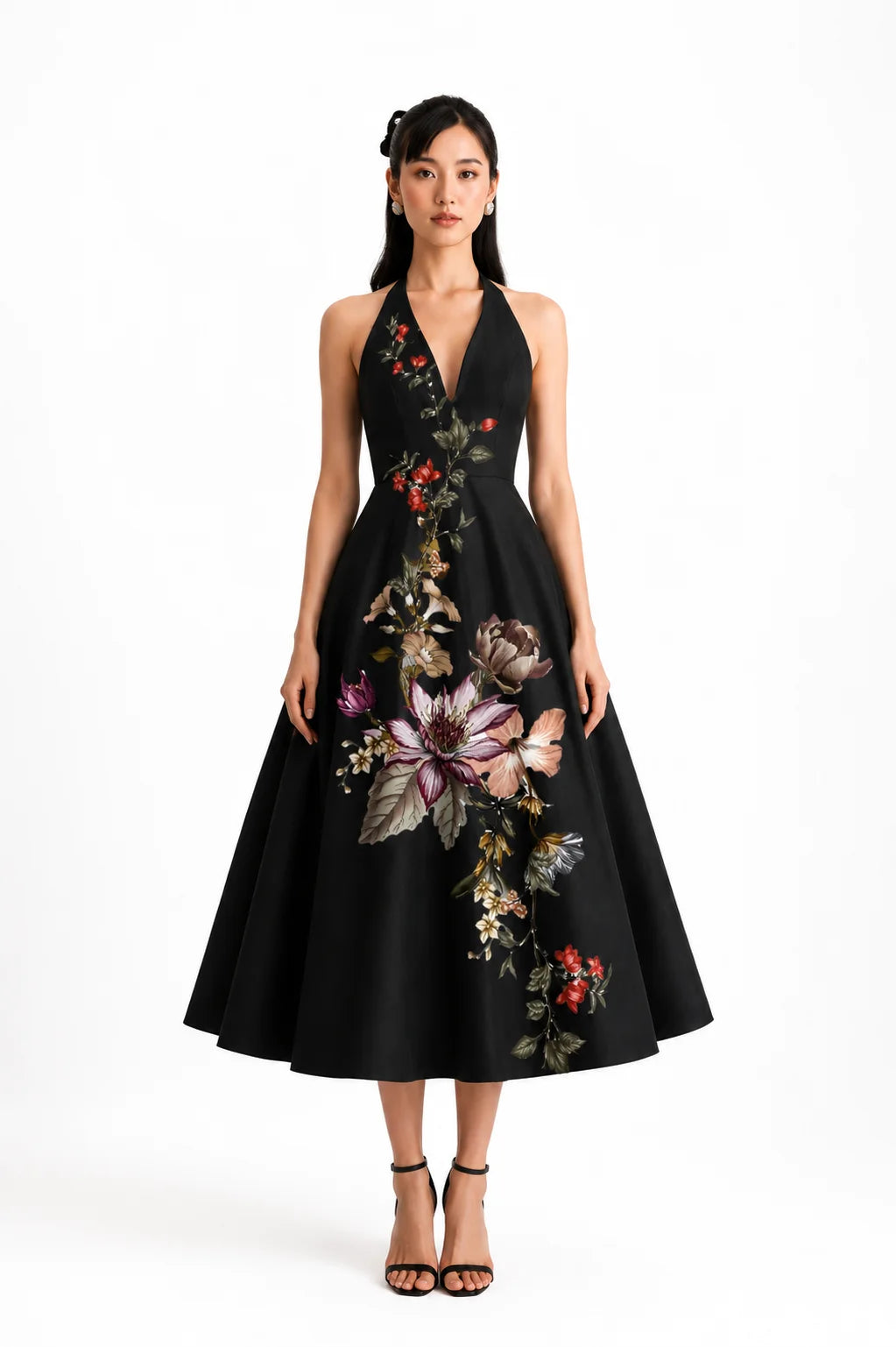 Noir Jardin Halter Dress