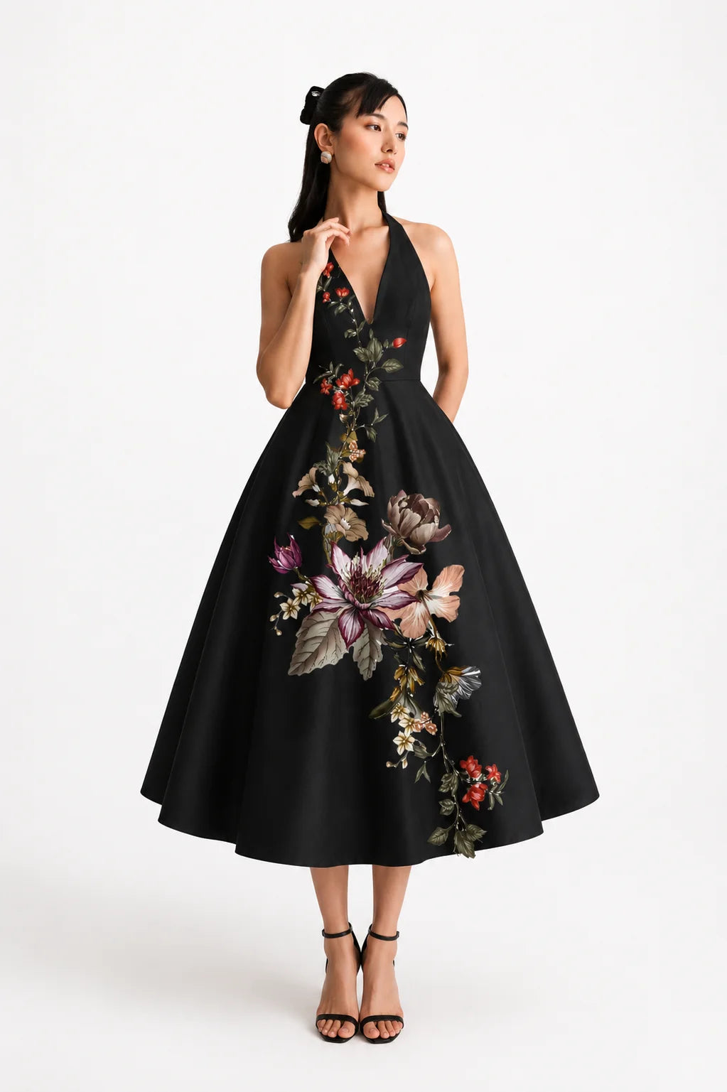 Noir Jardin Halter Dress