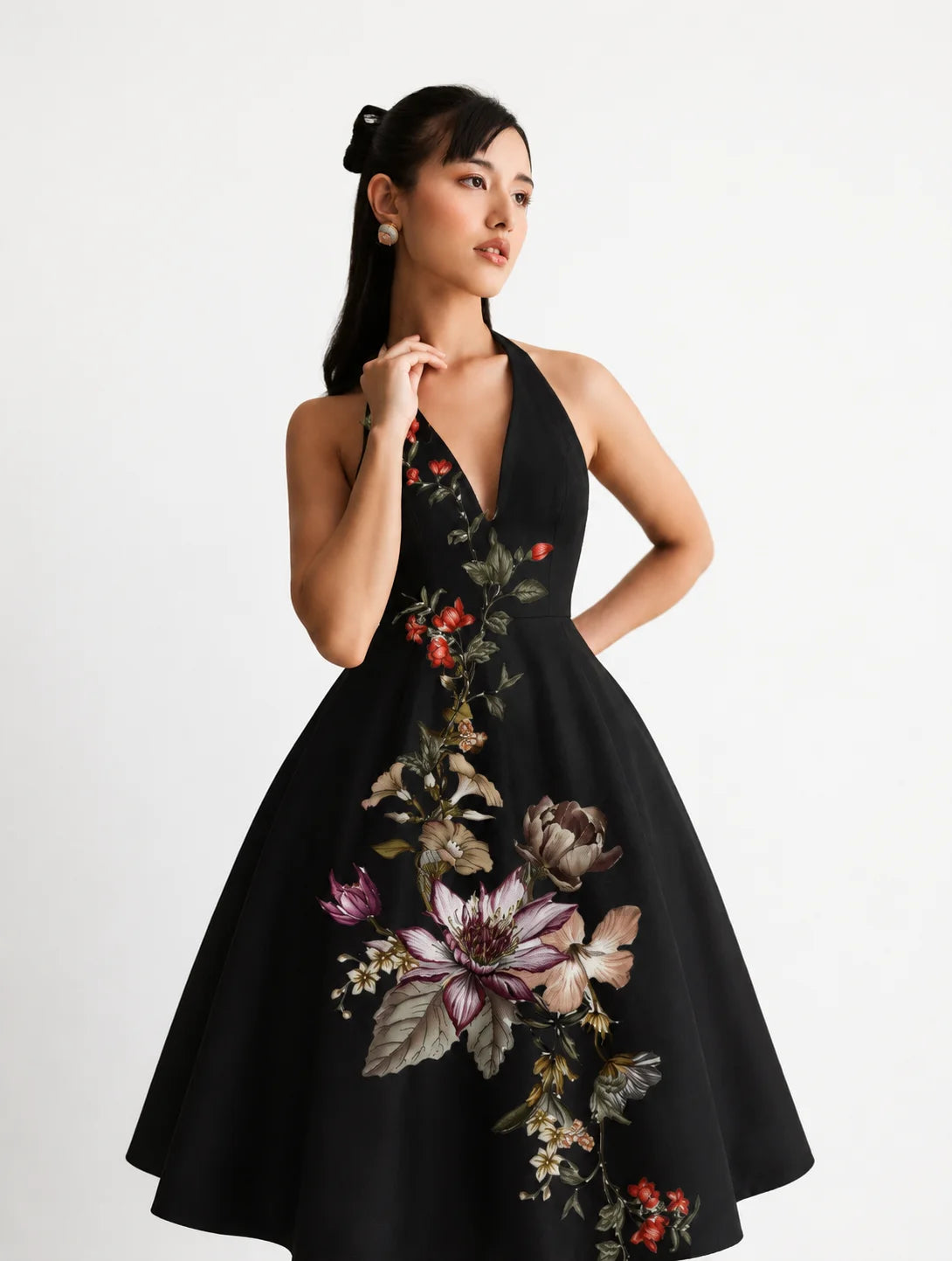 Noir Jardin Halter Dress