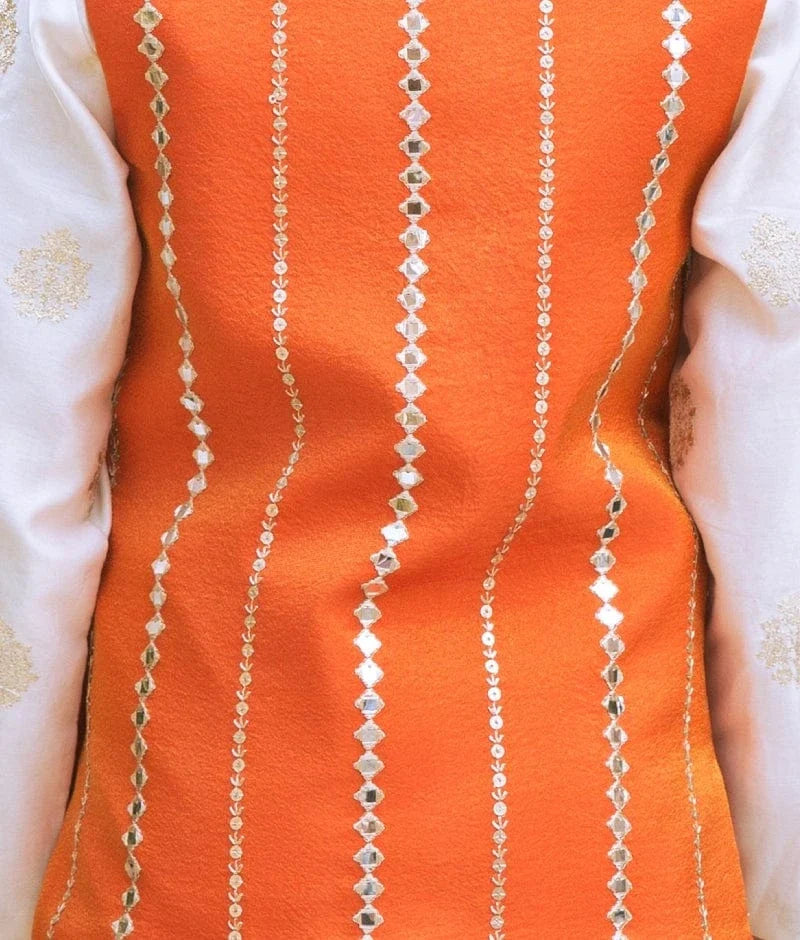 Orange Faux Mirror Jacket Set