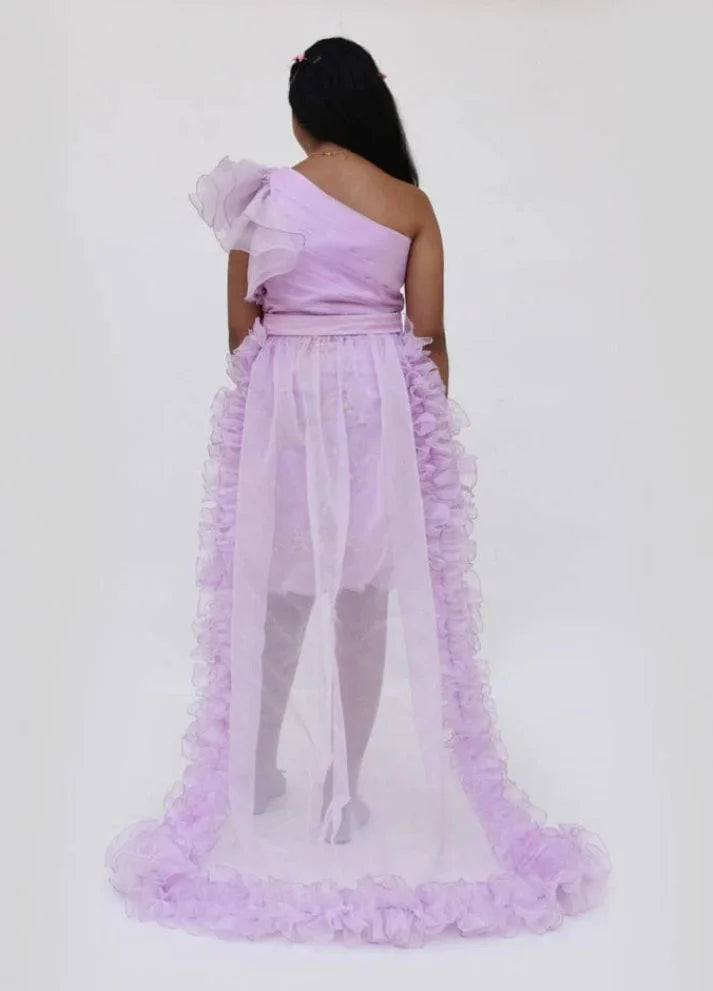 Embroidery Dress and Organza Trail for Girls